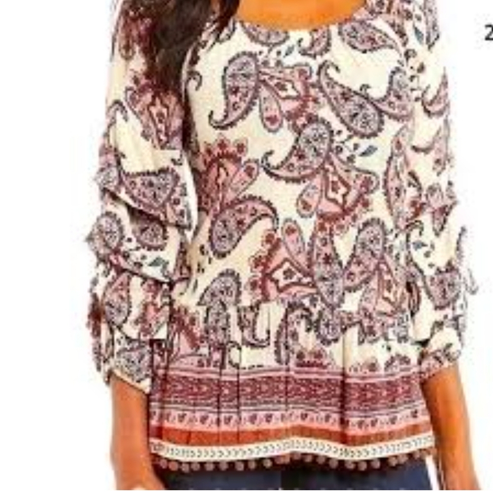 3X Plus Size Democracy Women's Paisely Print blouse shirt top